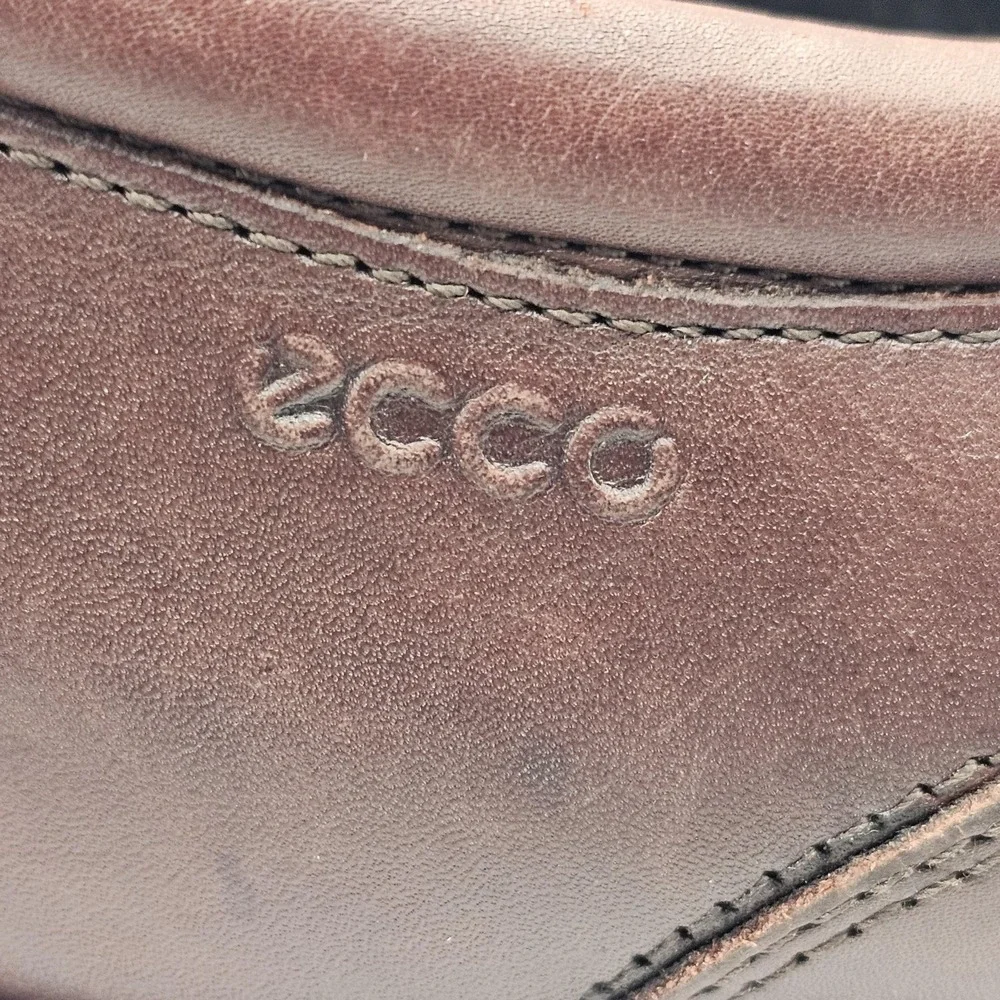 Ecco Shoes Mens Size 9.5‎ Brown Leather Derby Dress Lace Up Comfort Square Toe